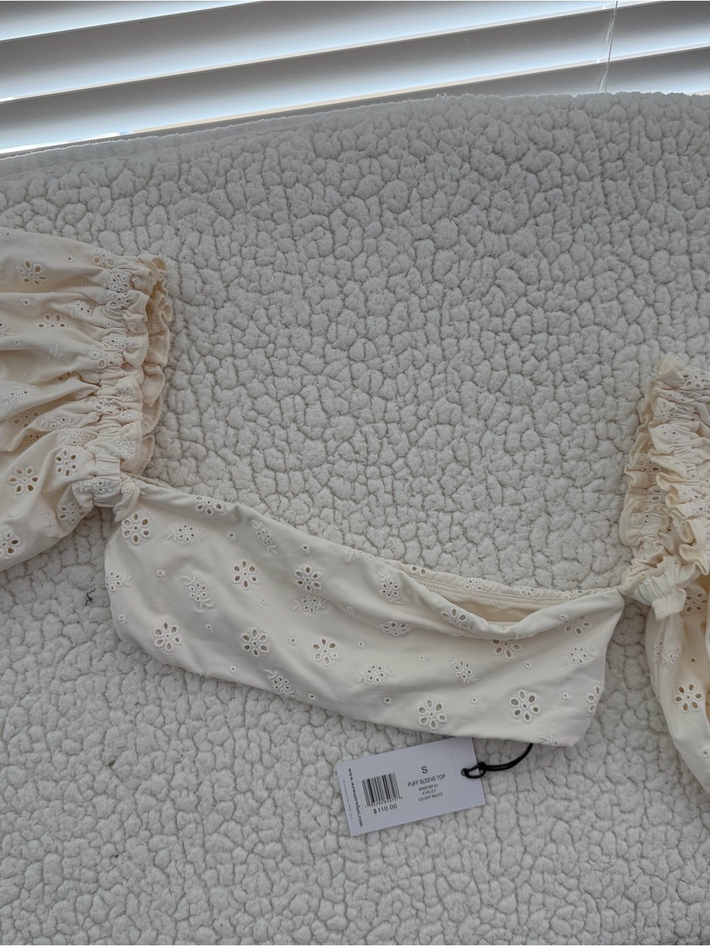 WeWoreWhat Cream Eyelet Off-Shoulder Blouse